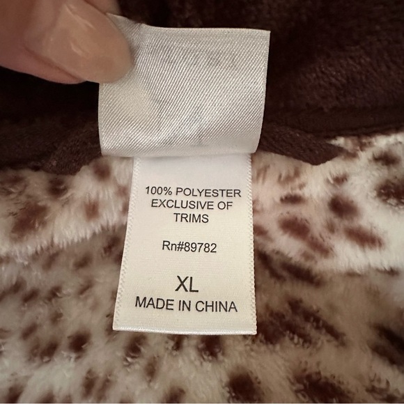 NATORI Animal Print Snow Leopard Plush Long Wrap Robe Loungewear Neutral Size XL - Picture 14 of 16
